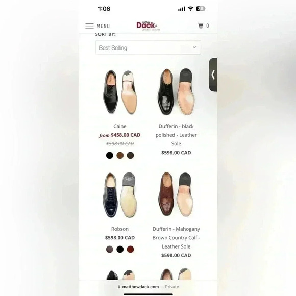 Matthew Dack Leather Men’s Shoes  in Black Made in Canada - Picture 9 of 9